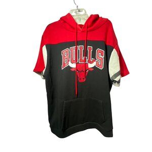 Chicago Bulls Short-Sleeve Hoodie Red & Black XL NBA Official Kangaroo Pocket